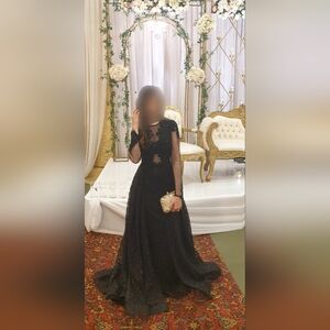 Mac Duggal Black Sheer Long Sleeve Gown